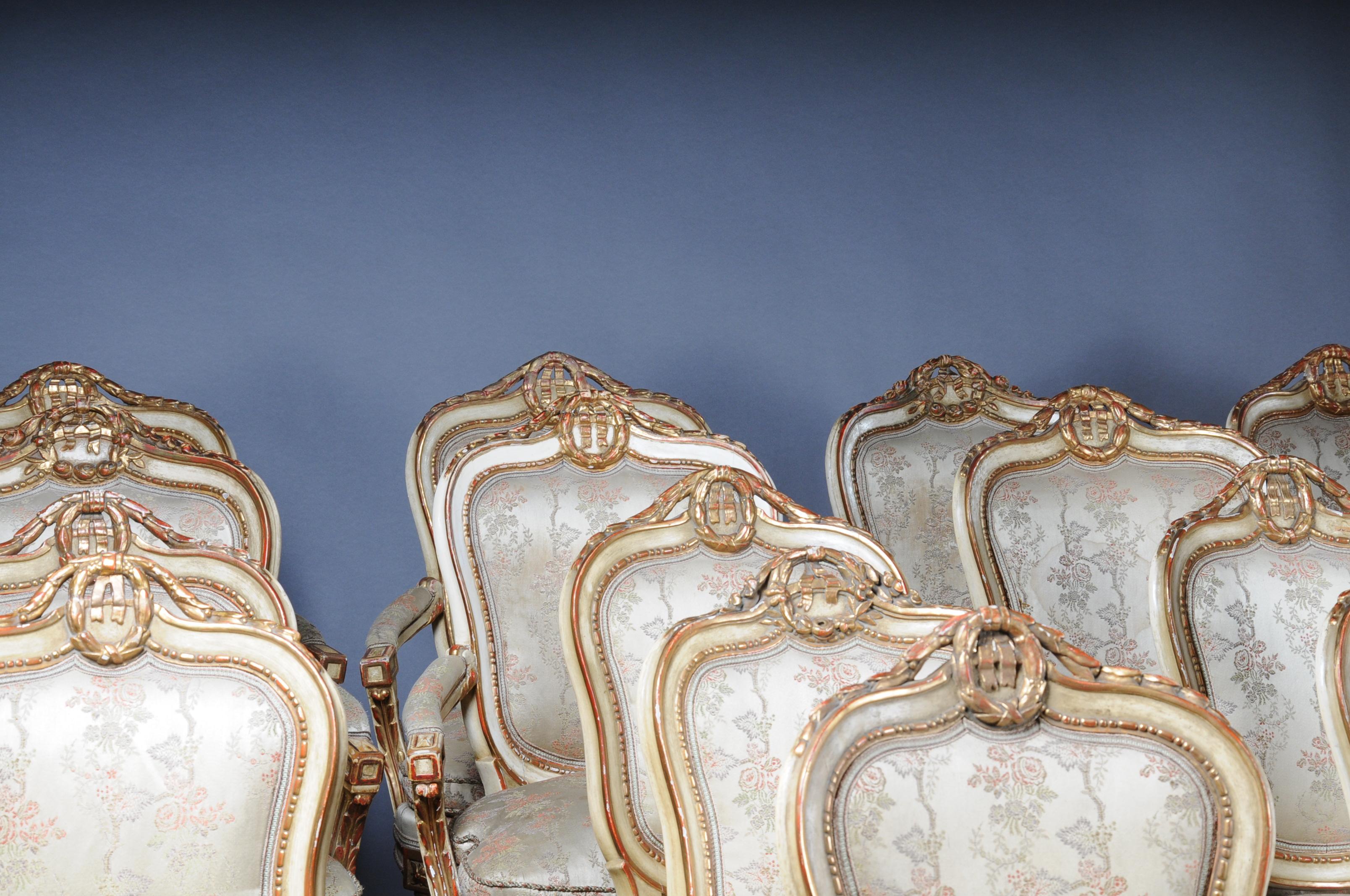 French Set of 18 Salon Chairs / Armchairs, Napoleon III For Sale 11