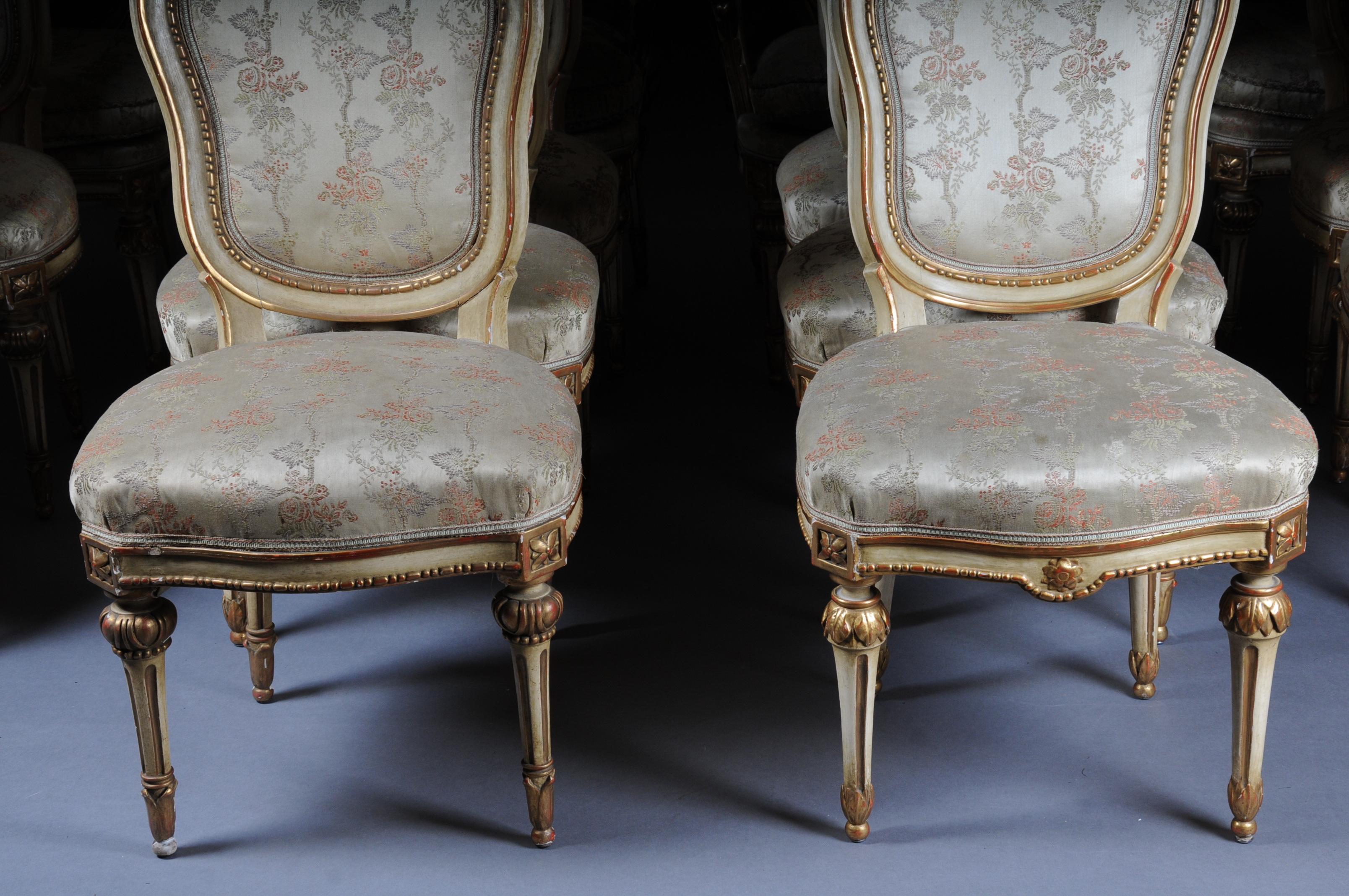 French Set of 18 Salon Chairs / Armchairs, Napoleon III For Sale 12