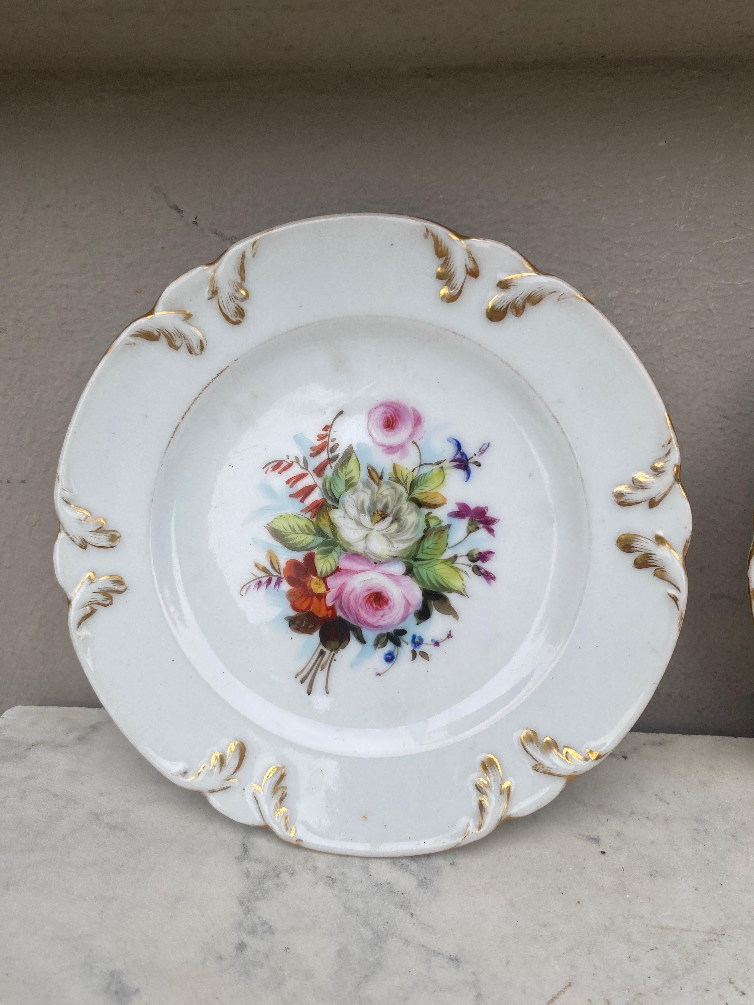Français Ensemble de 4 assiettes à dessert en porcelaine Circa 1880 en vente
