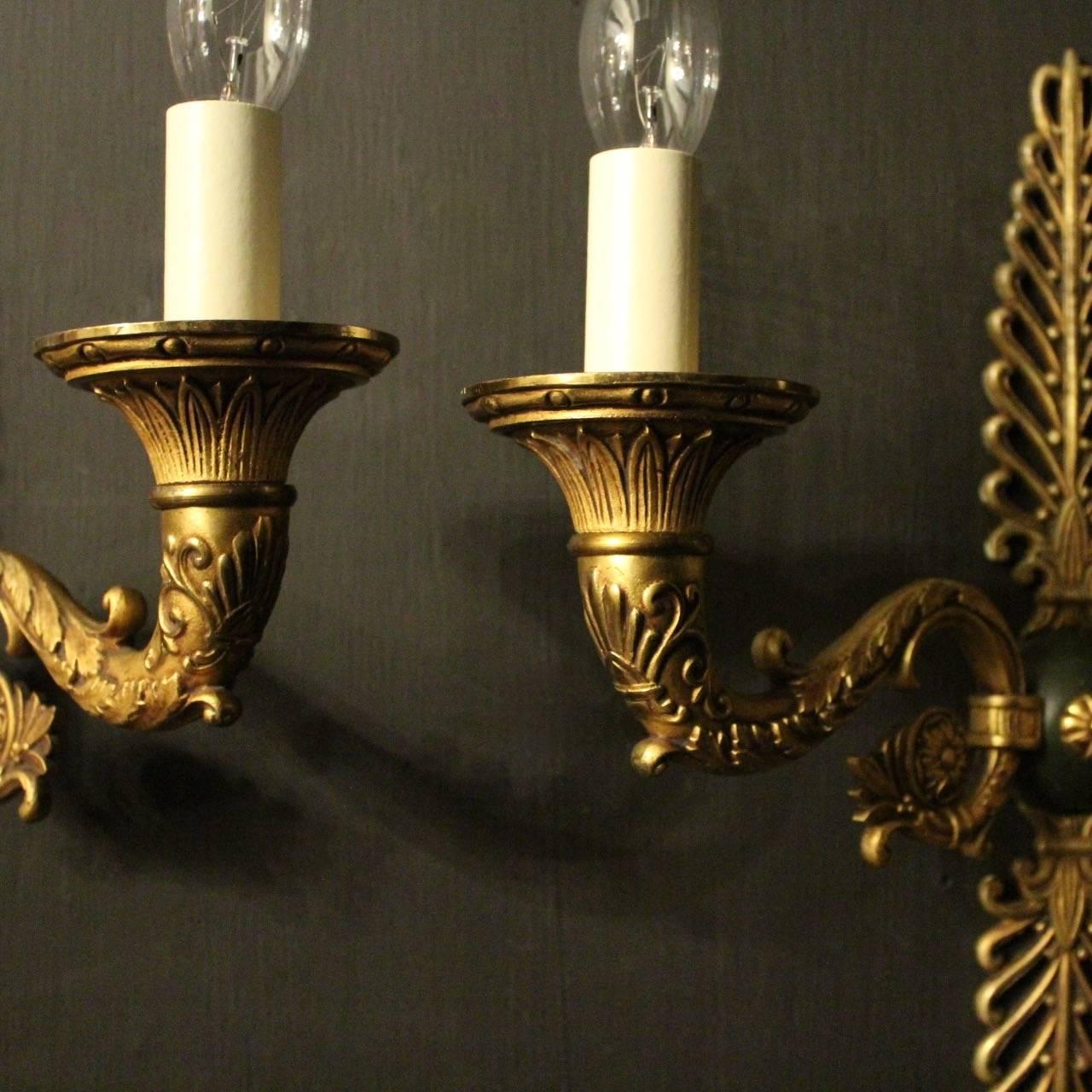 Gilt French Set of Four Gilded Empire Bronze Antique Wall Lights