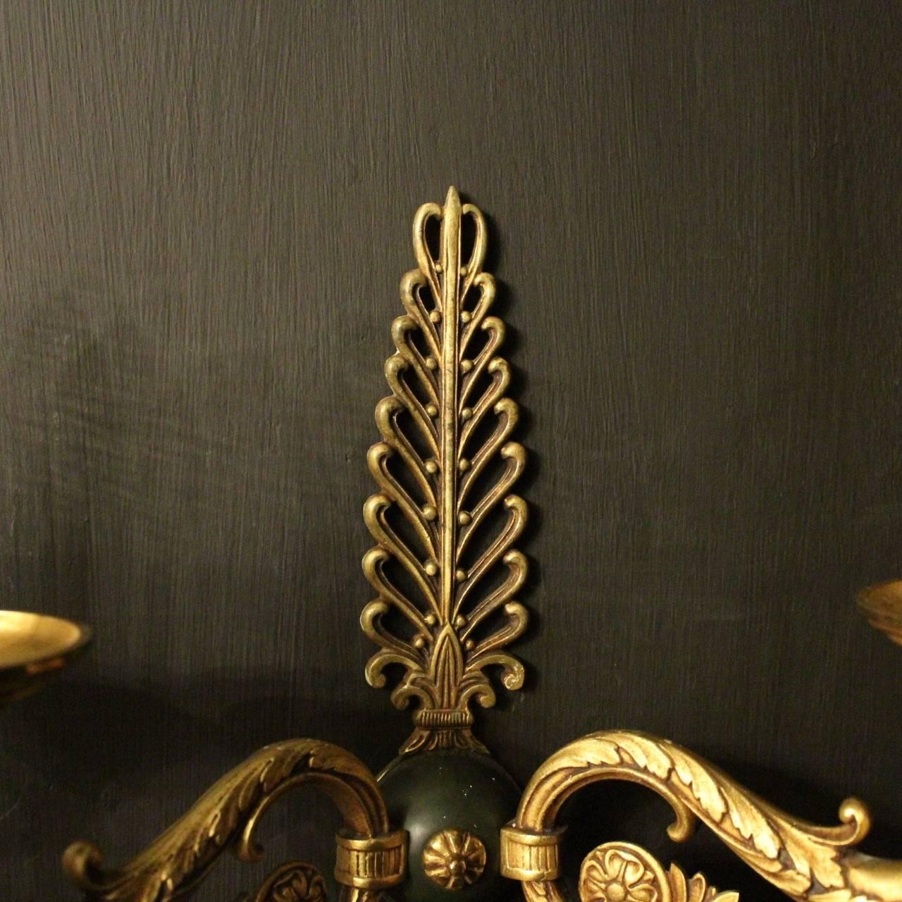 20th Century French Set of Four Gilded Empire Bronze Antique Wall Lights