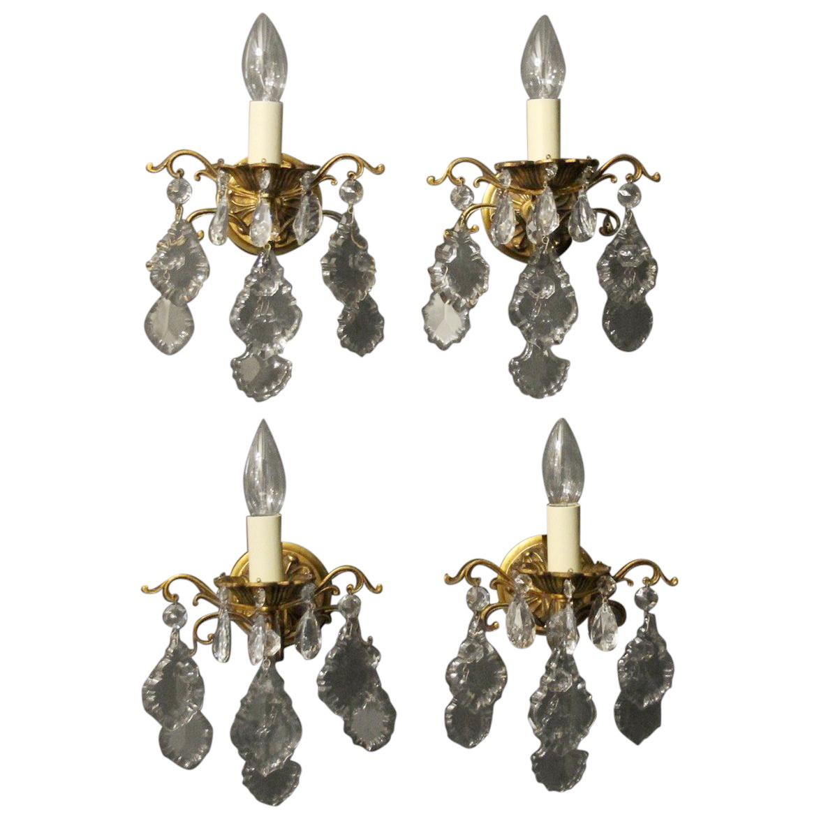 French Set of 4 Gilded Single Arm Wall Lights