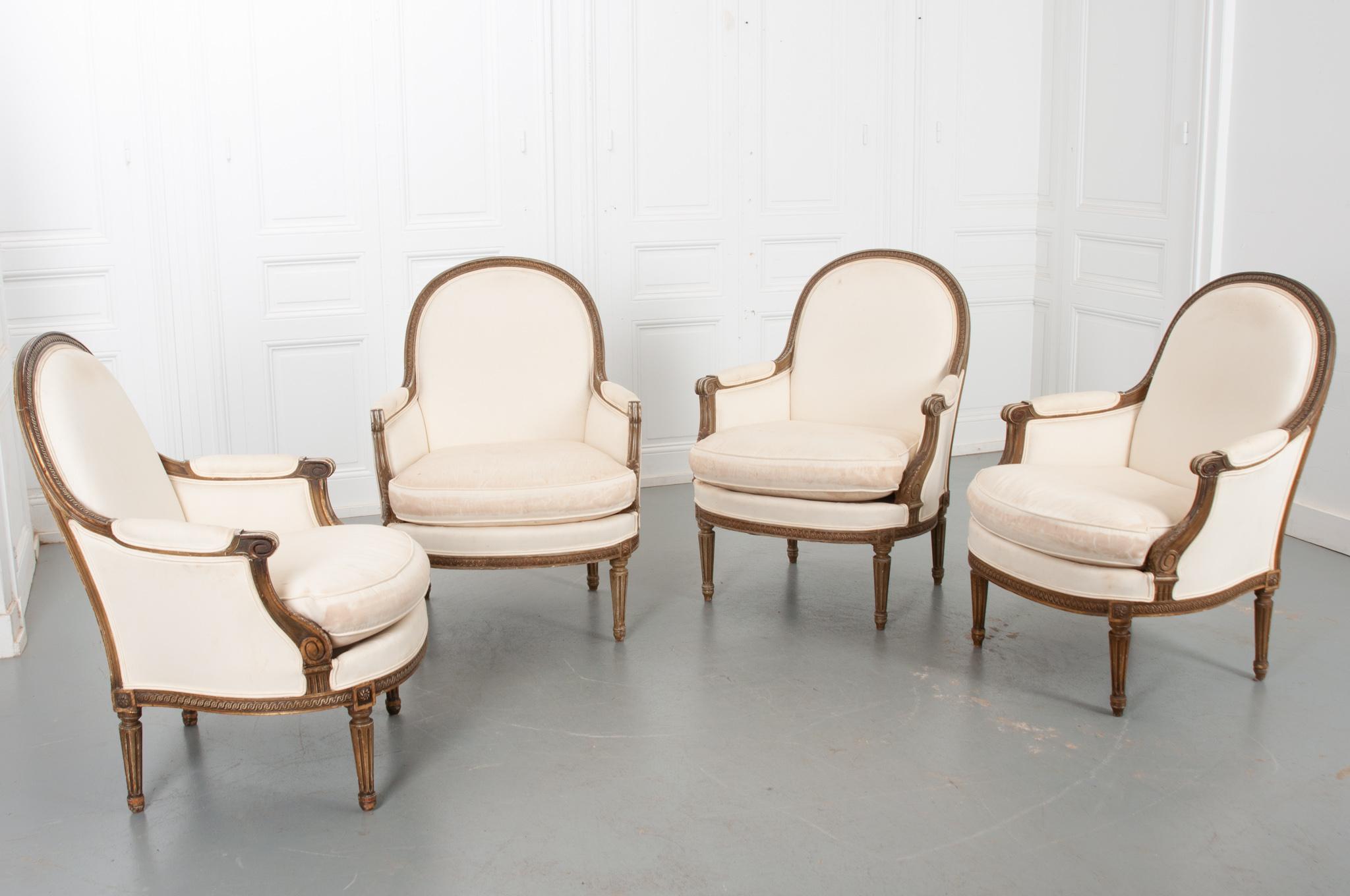 French, Set of 4 Louis XVI Style Bergeres 1