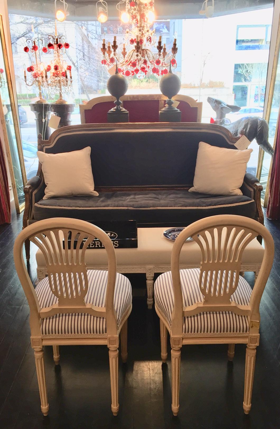 Patinated French Set of 4 Louis XVI Style Hot Air Balloon Montgolfier Chairs