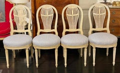 French Set of 4 Louis XVI Style Montgolfière Balloon-Back Chairs
