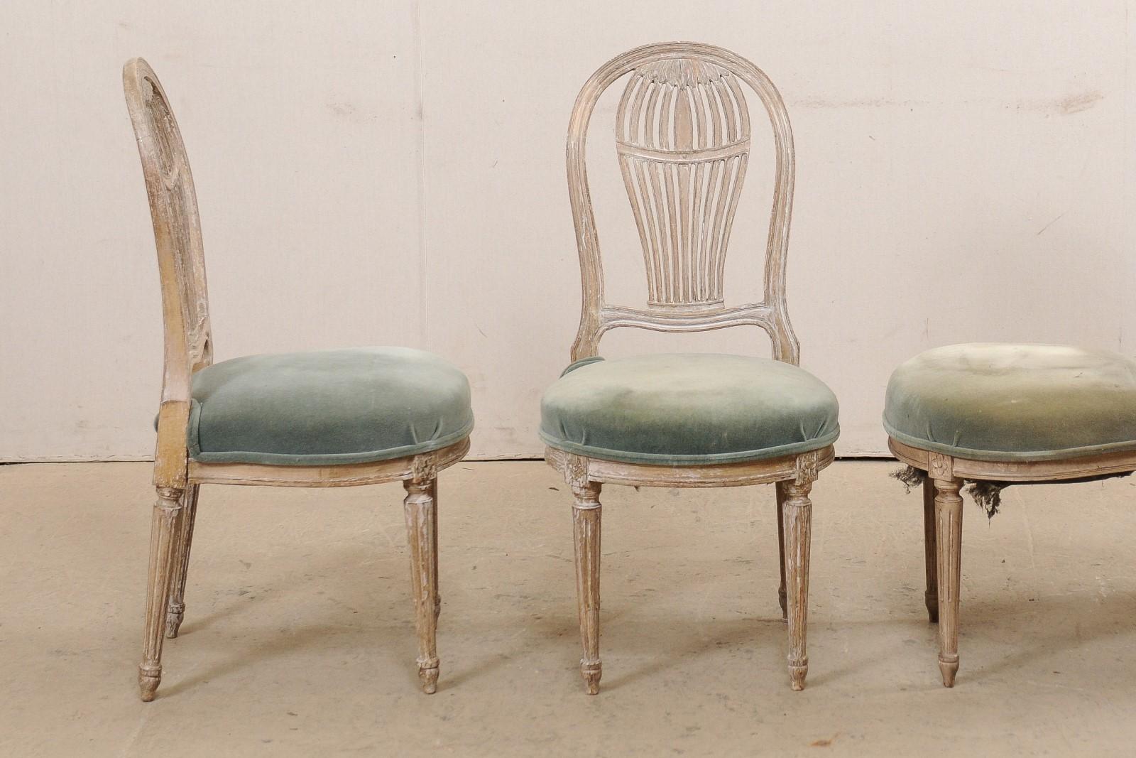 20th Century French Set of 4 Pierce-Carved Balloon-Back Side Chairs, Jansen-Style