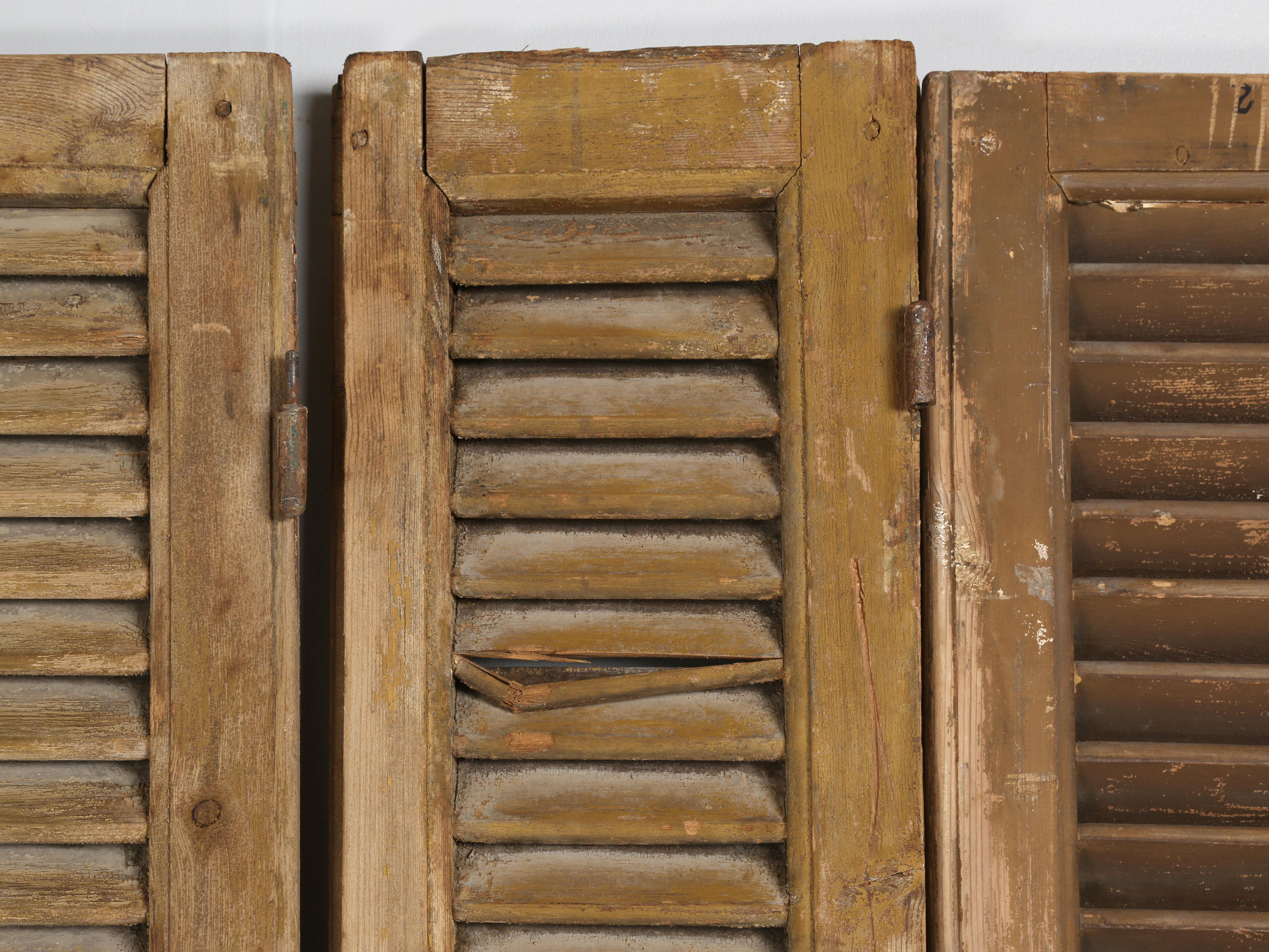 Hand-Crafted French Set of (5) Shutters from a Chateau in Brittany in Original Paint c1800's