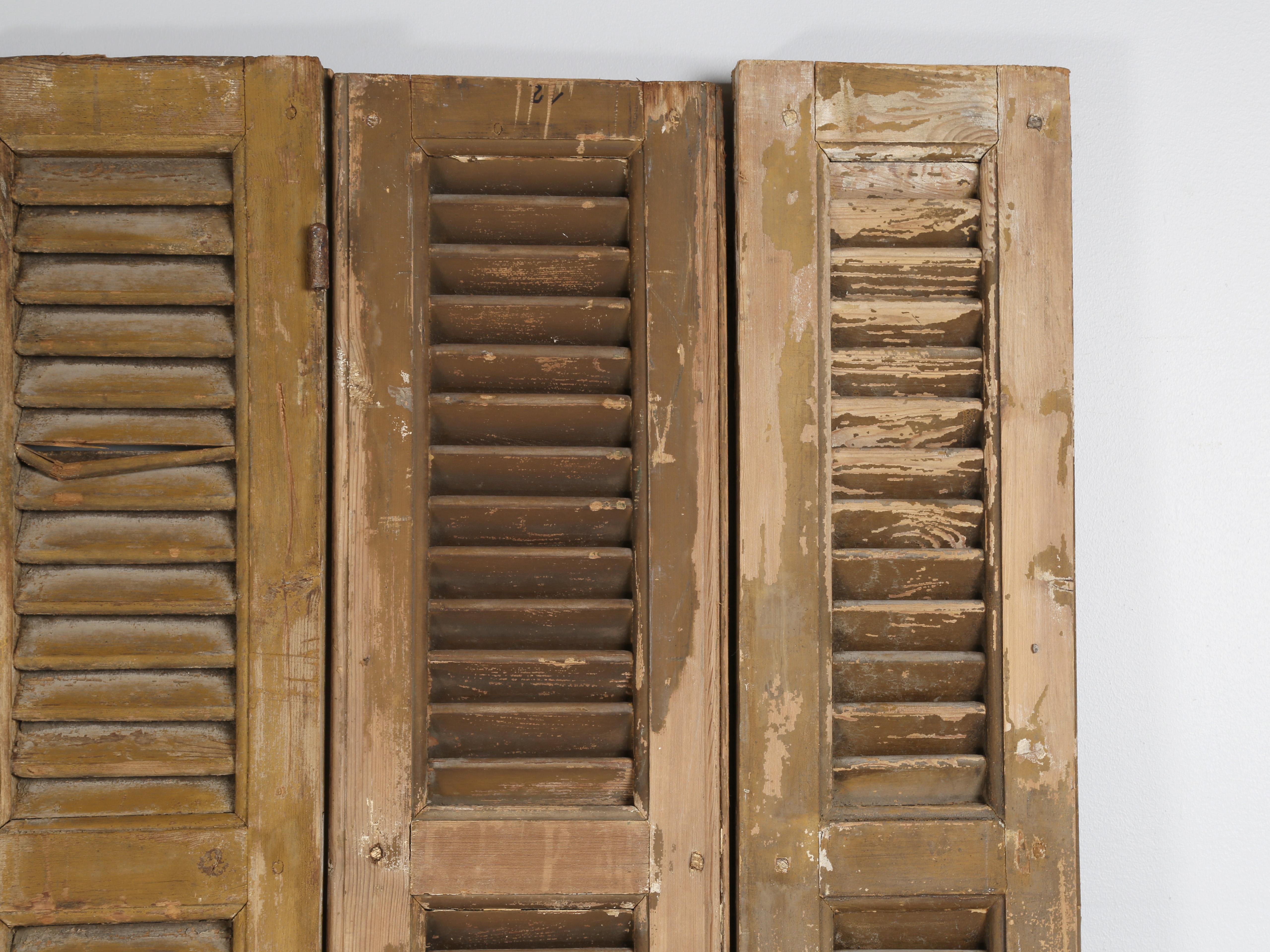 French Set of (5) Shutters from a Chateau in Brittany in Original Paint c1800's In Fair Condition In Chicago, IL