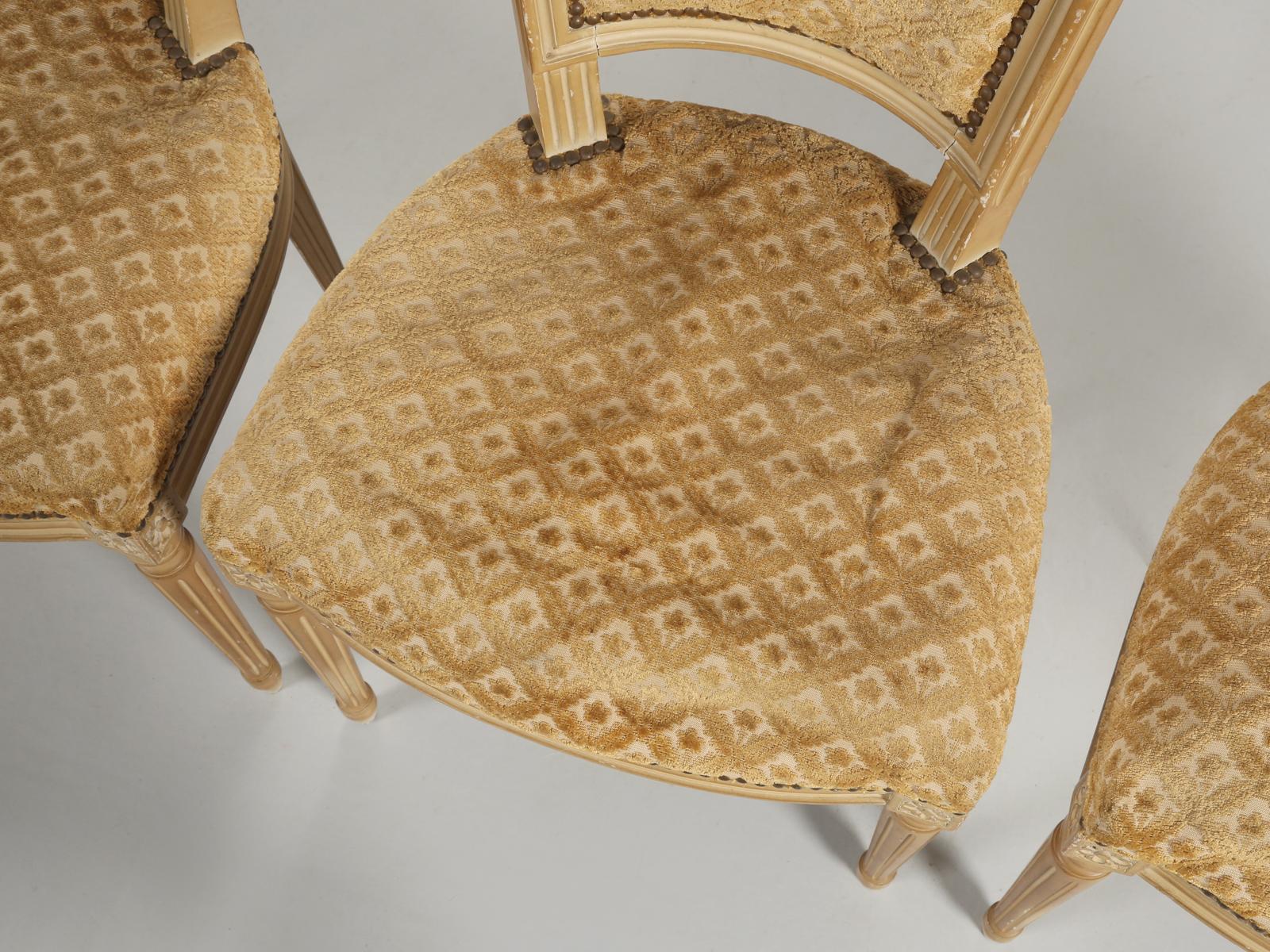 Ensemble français de (6) chaises de salle à manger de style Louis XVI peintes à l'origine, non restaurées en vente 3