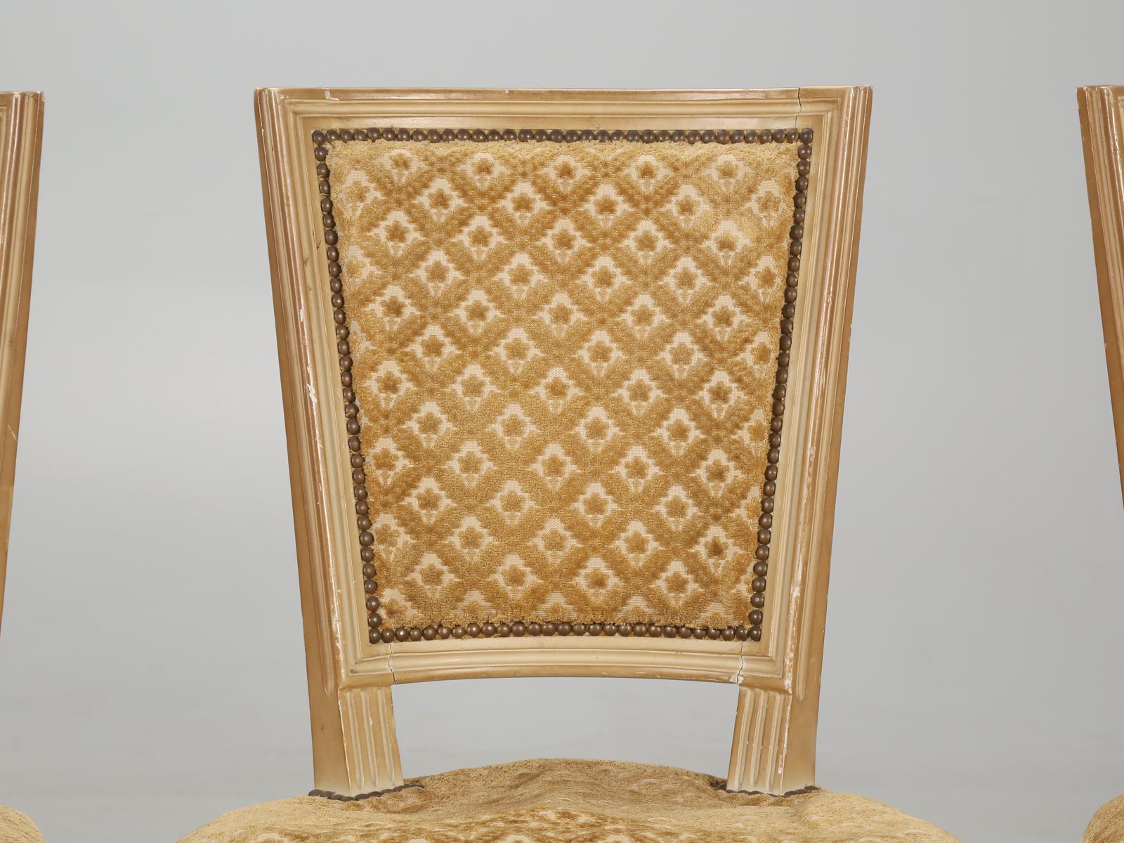 Französischer Satz (6) Esszimmerstühle im Louis-XVI.-Stil in Originalfarbe, unrestauriert (Gemalt) im Angebot