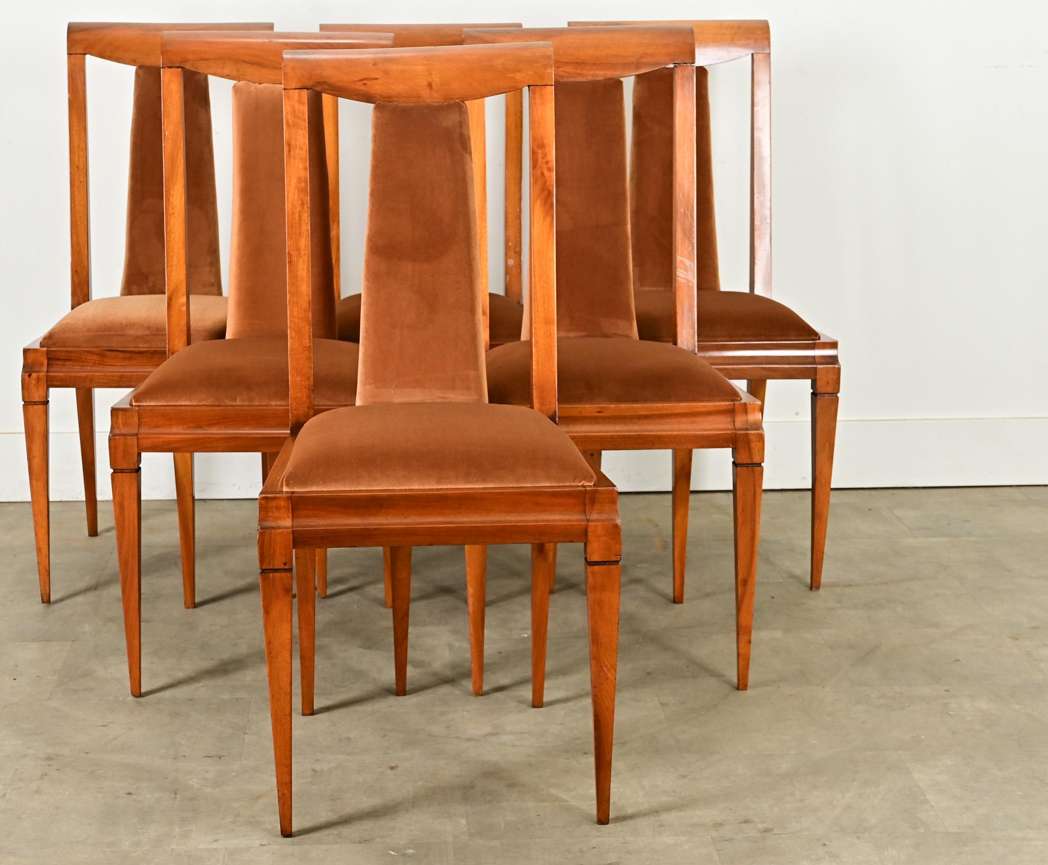 Mid-Century moderno Set di 6 sedie da pranzo francesi del metà secolo in vendita