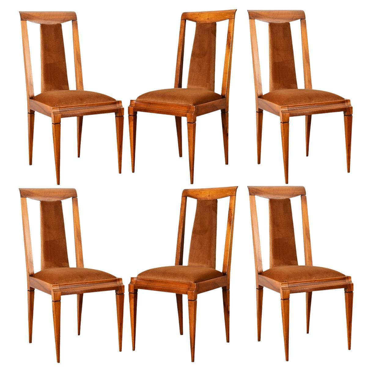 French Set of 6 Mid-Century Dining Chairs