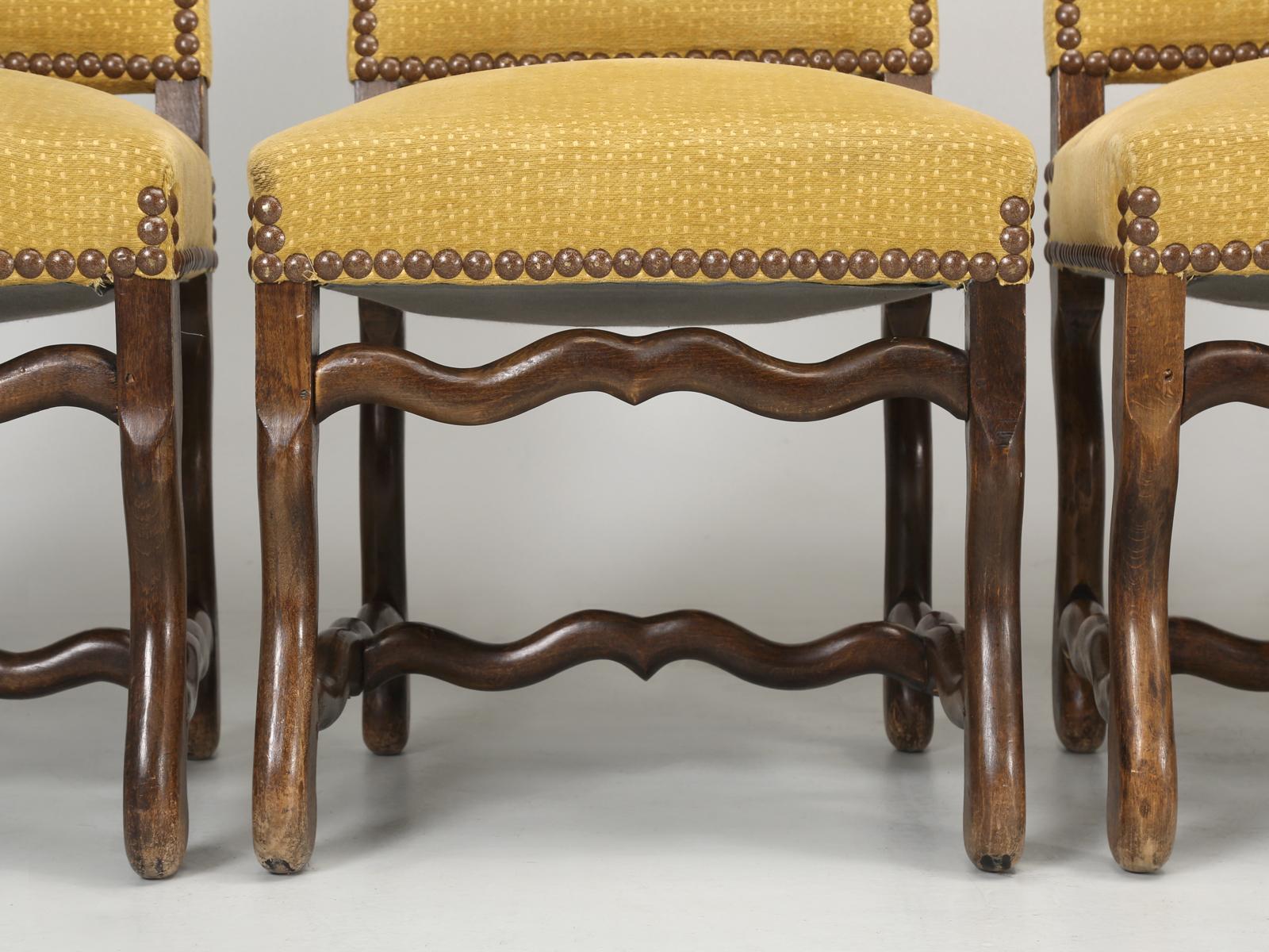 French Set of '6' Os De Mouton Vintage Dining Chairs in as Found Condition In Good Condition In Chicago, IL