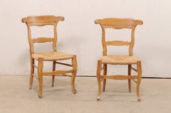 French Set of 8 Side Chairs with Hand-Woven Rush Seats, Early to Mid 20th C