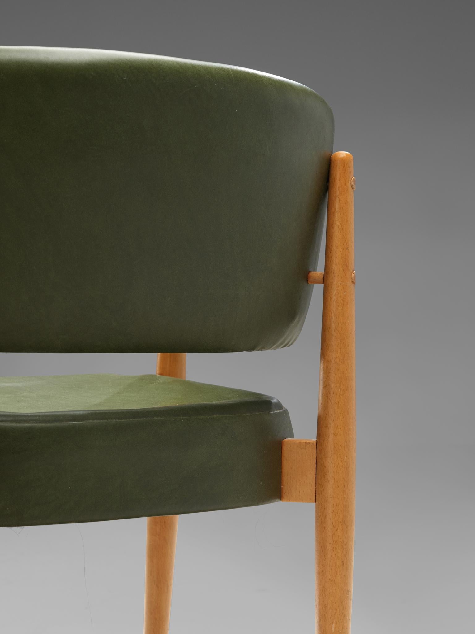 French Set of Eight Dining Chairs in Green Leatherette 2