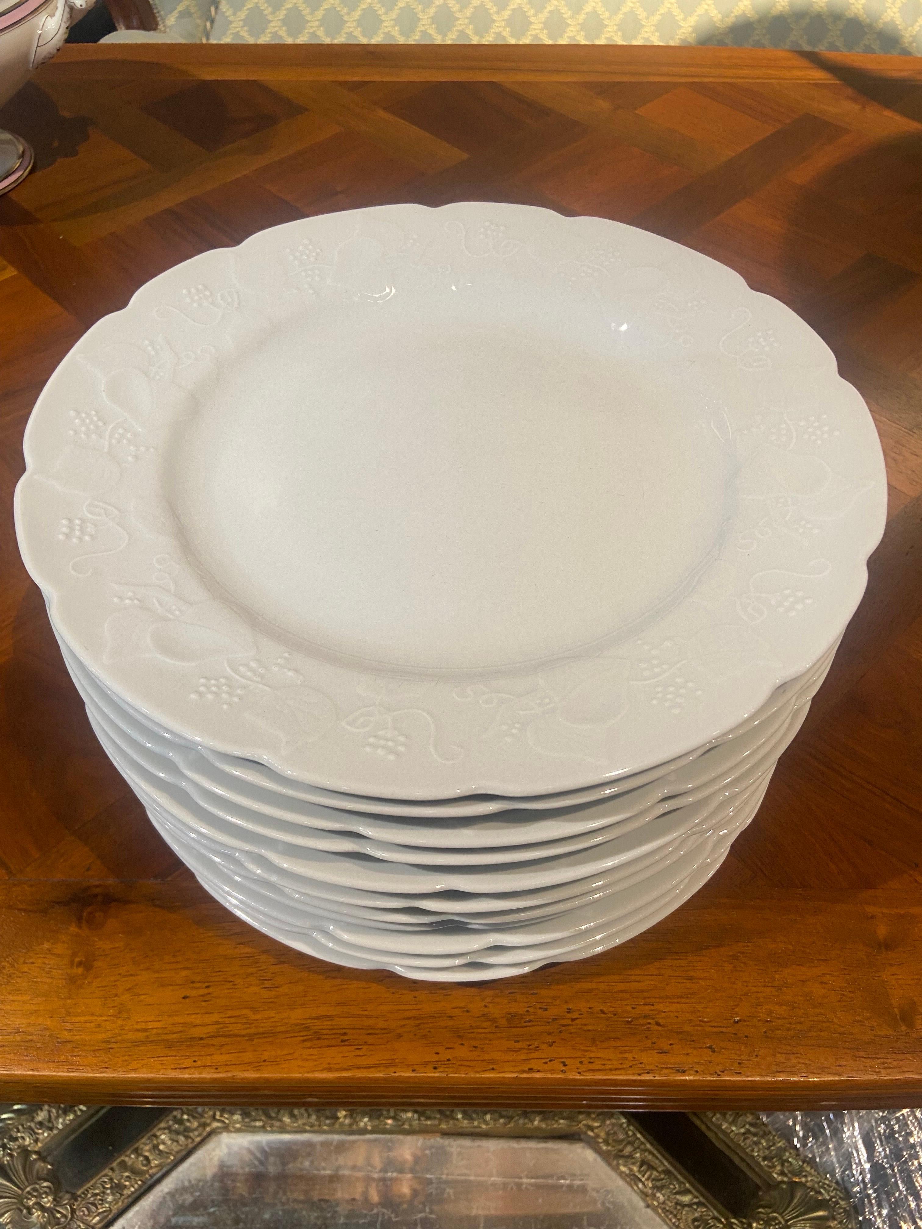 Ceramic French Set of Eleven Dinner Plates by Lierre Sauvage CNP  For Sale