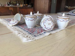 French Set of Five Small Hand Painted Porcelain Jars by Limoge