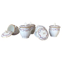 French Set of Five Small Hand Painted Porcelain Jars by Limoge