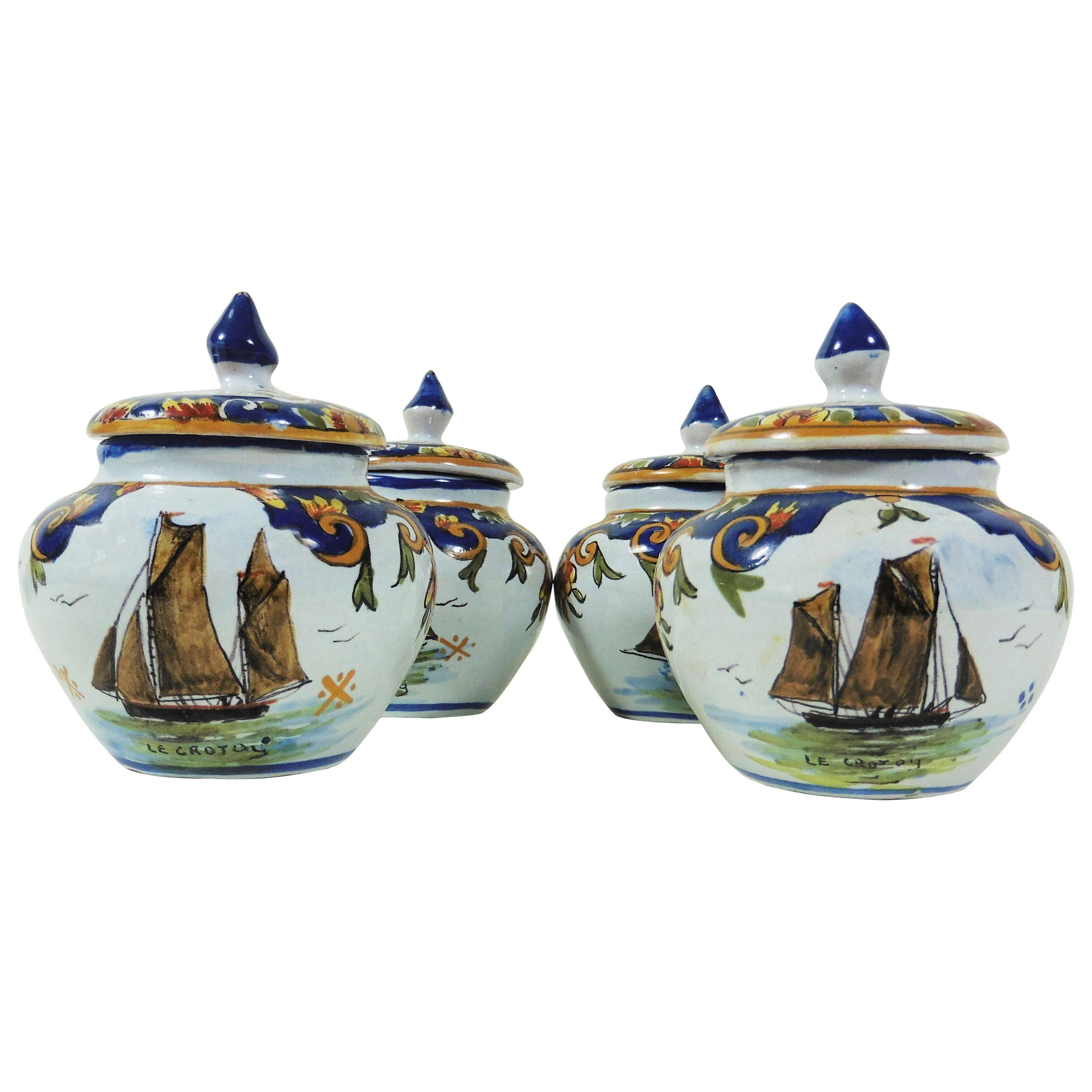 French White Pots de Creme Set, Cups with Tiered Stand at 1stDibs