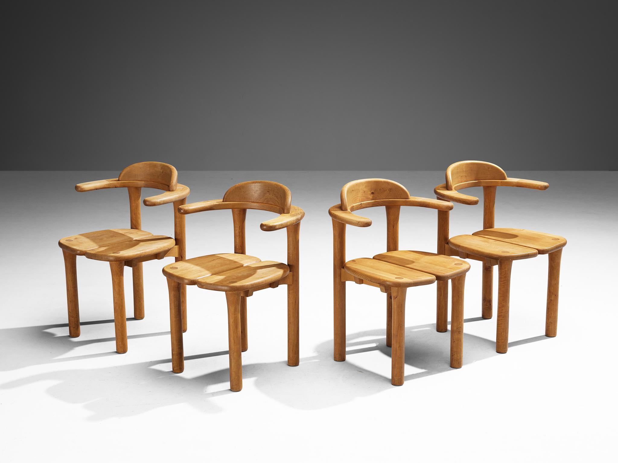 French Set of Four Dining Chairs in Elm For Sale 1