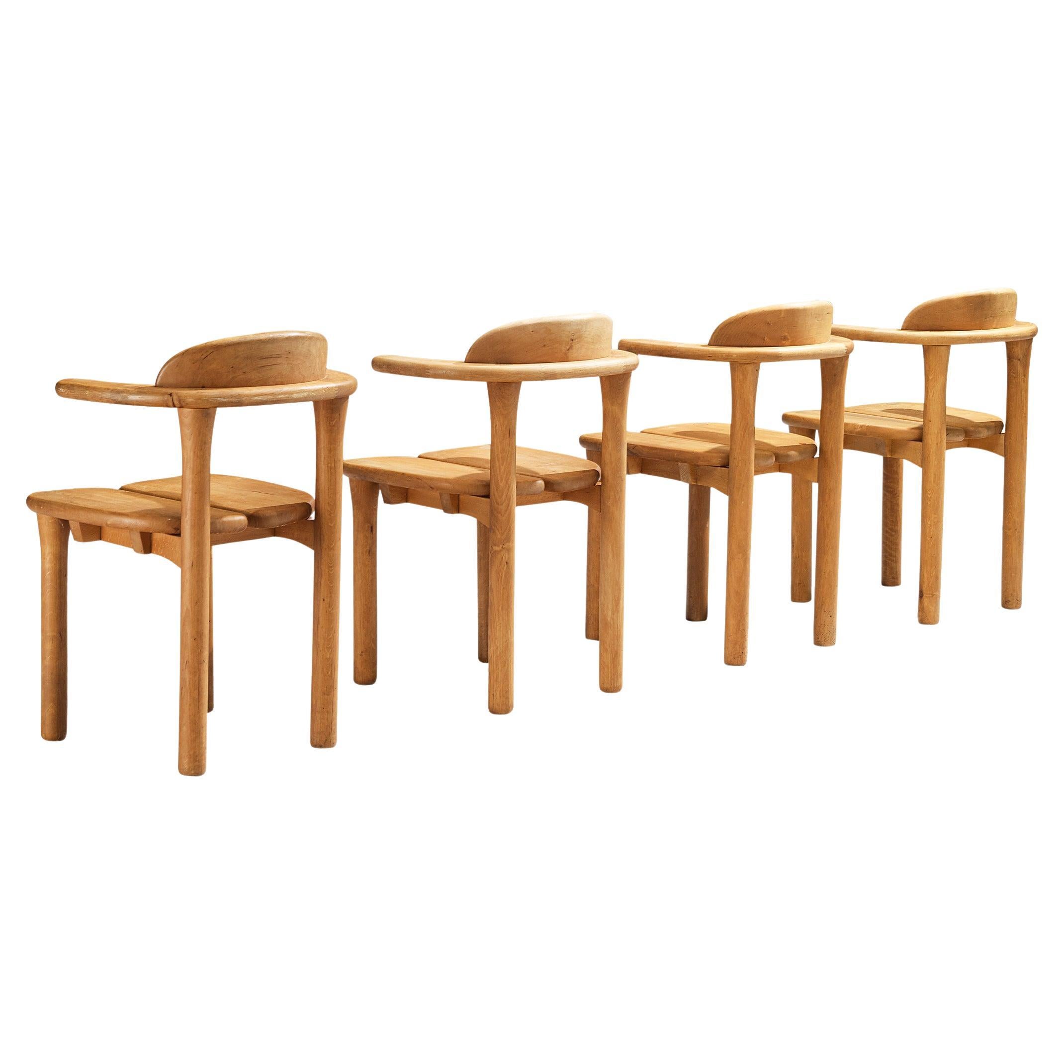 French Set of Four Dining Chairs in Elm For Sale