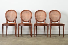 French Set of Four Louis XVI Style Cane Dining Chairs