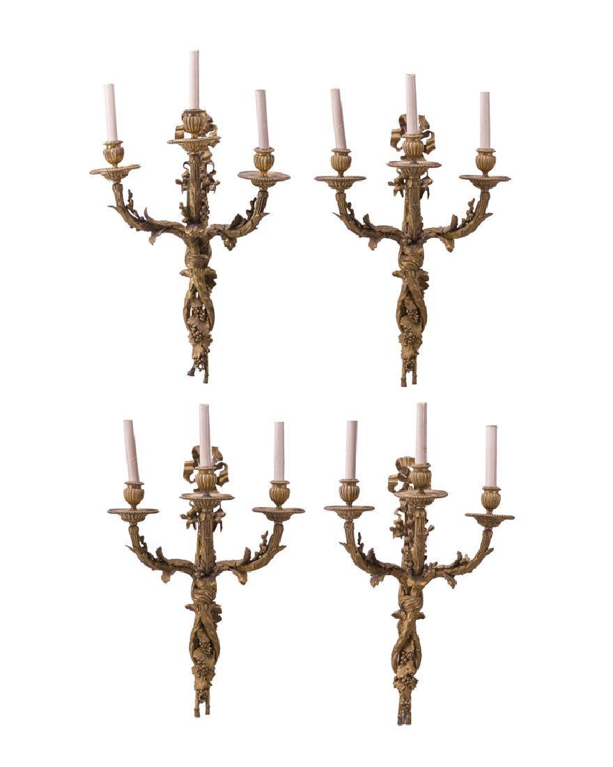 Louis XV French Set of Four Ormolu Sconces, 19th Century For Sale