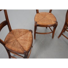 French Set of Four Rush Seat Chairs