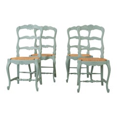 French Set of Four Rush Seat Chairs