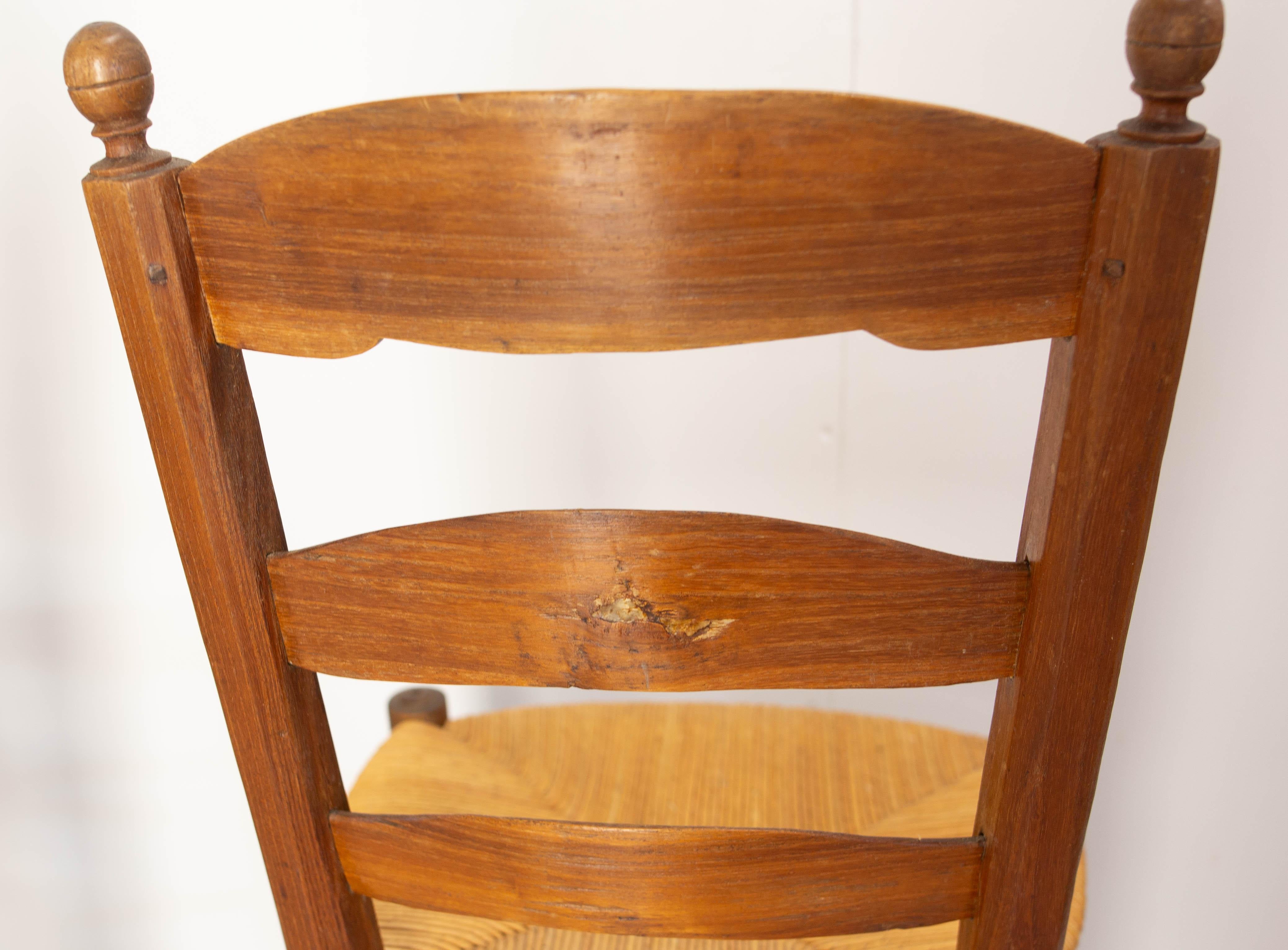 Ensemble français de chaises hautes en paille et orme, fin du 19ème siècle en vente 10