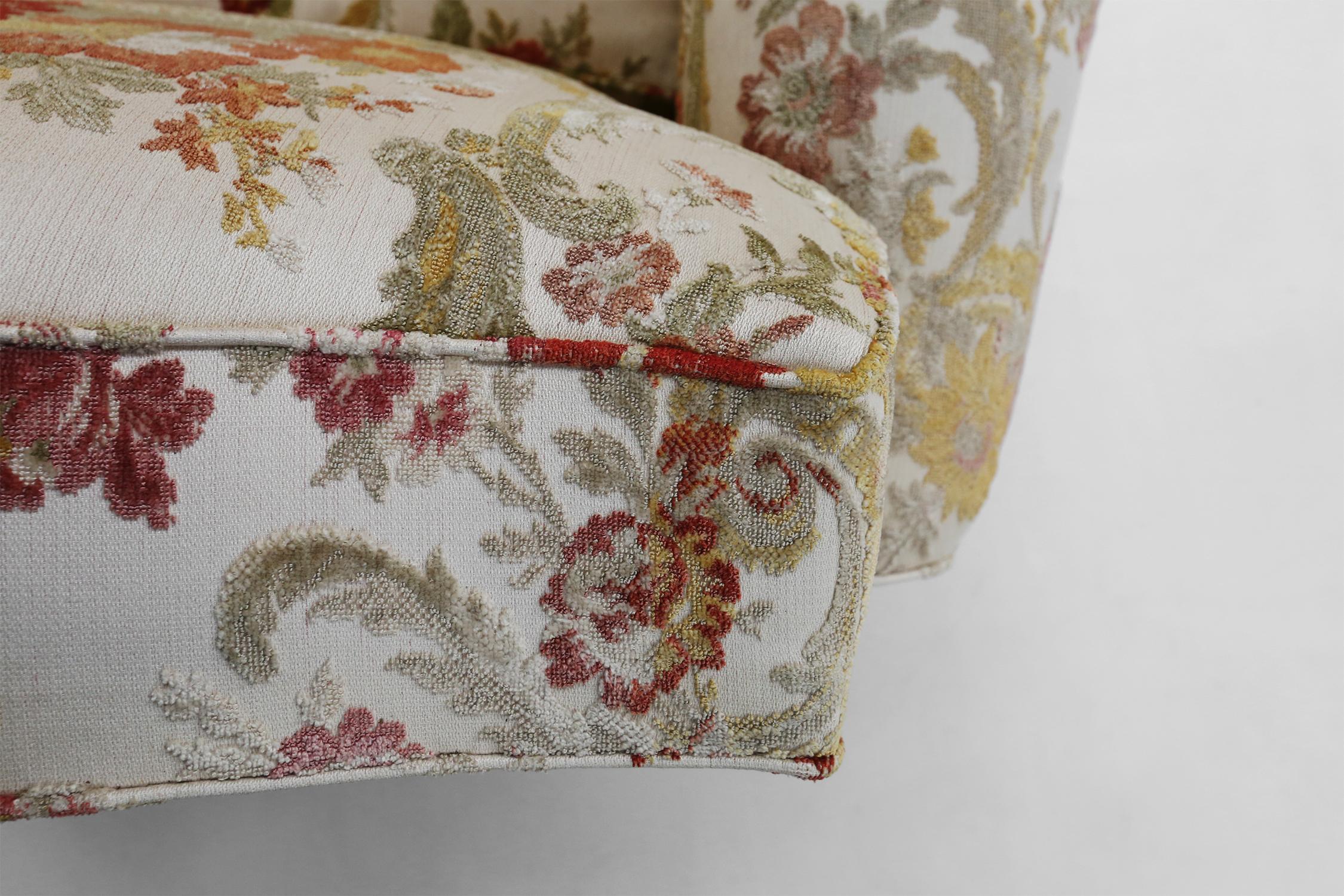 Fabric French Set of Lounge Chairs in Floral Upholstery For Sale