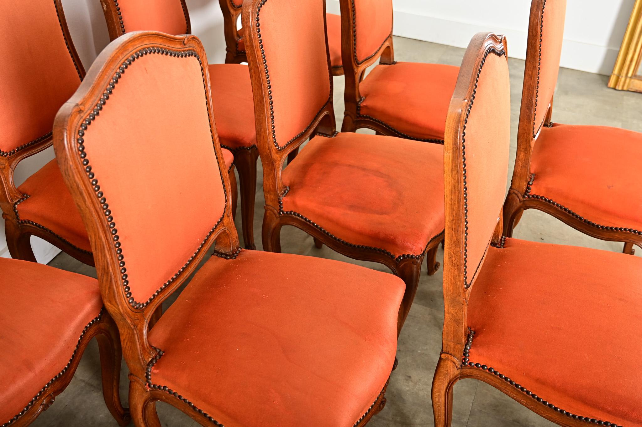 Set francese di nove sedie da pranzo in stile Luigi XV in vendita 6