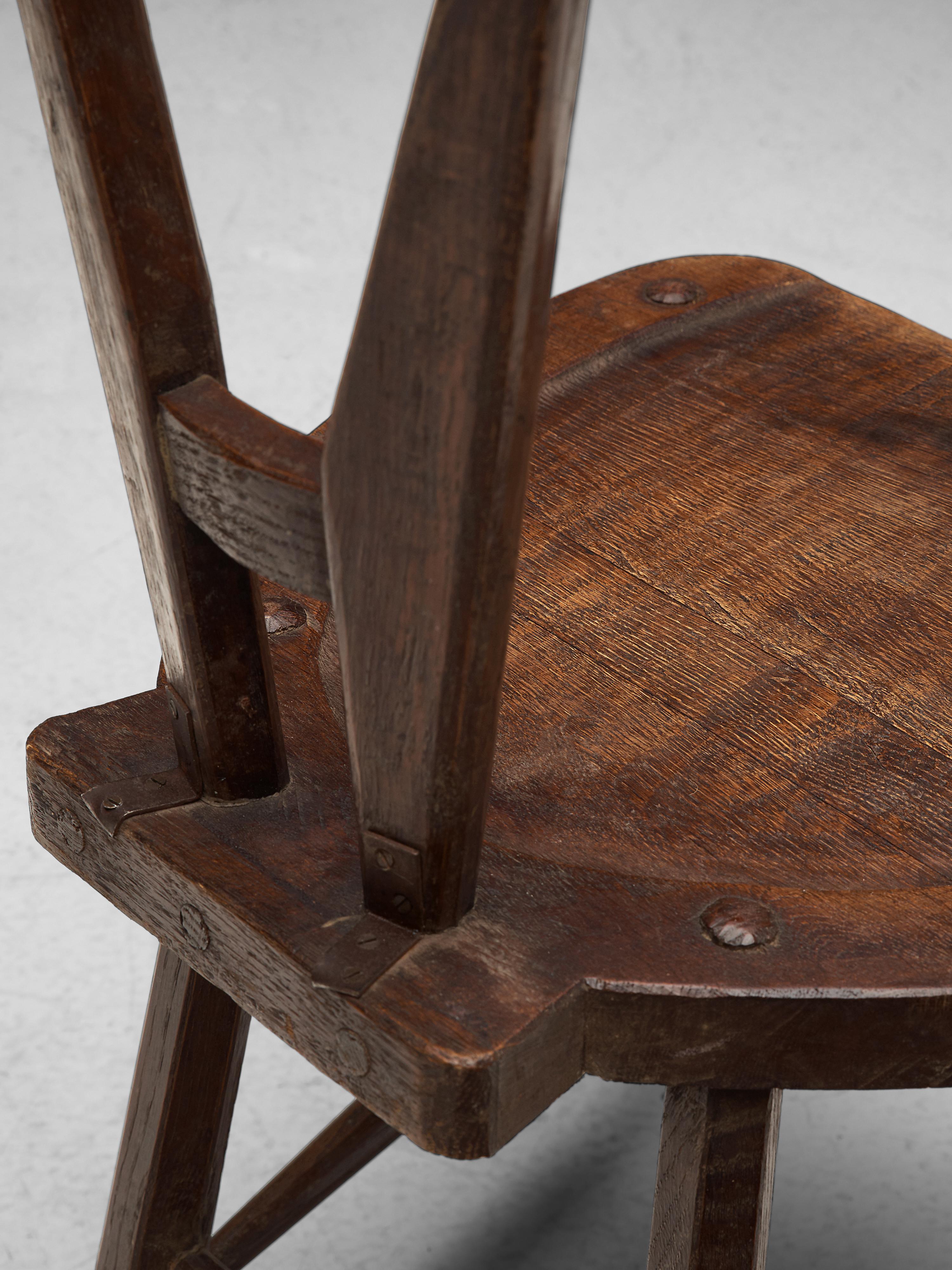 French Set of Six Chairs in Solid Oak, 1940s 5