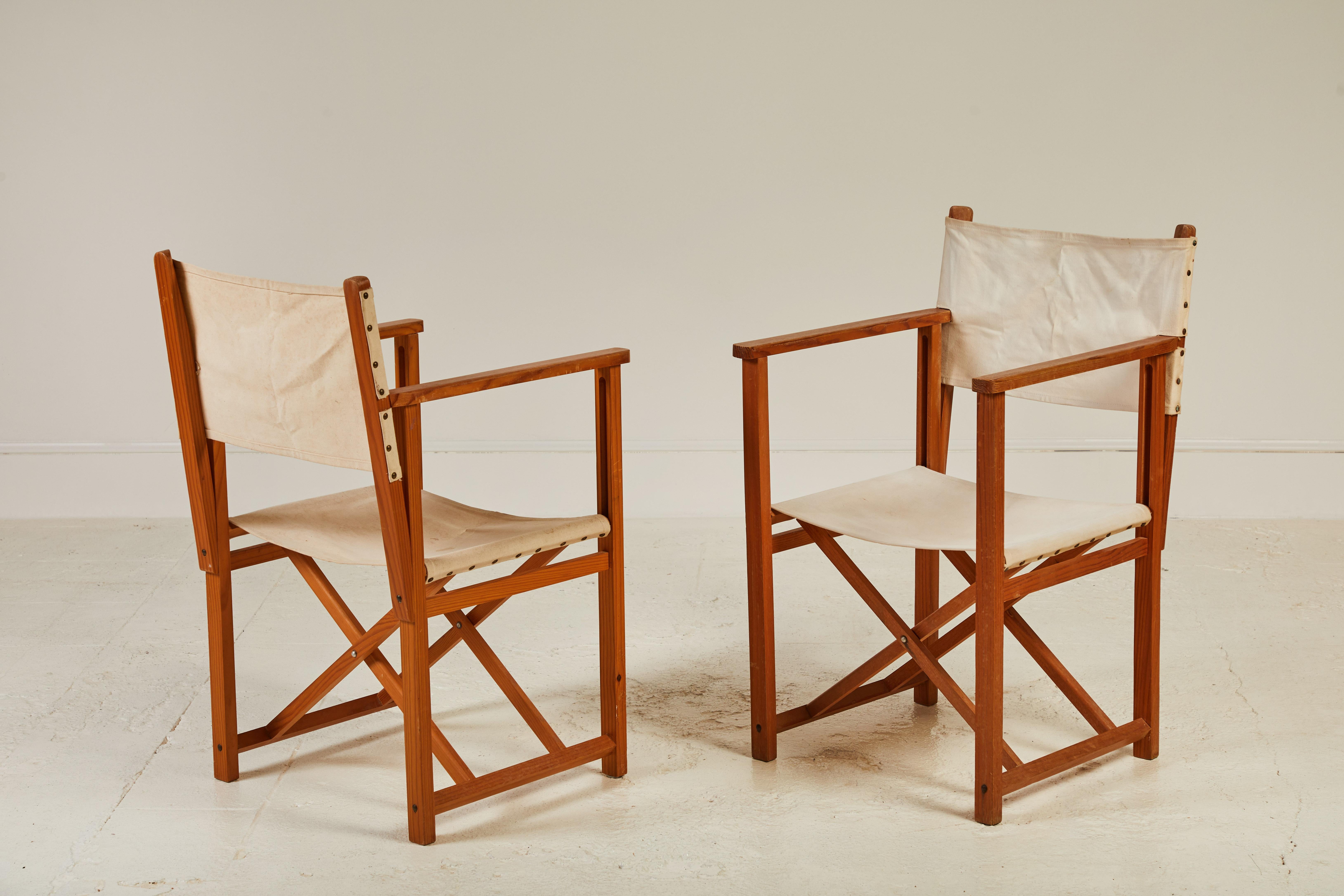 20th Century French Set of Six Folding Canvas Safari Chairs
