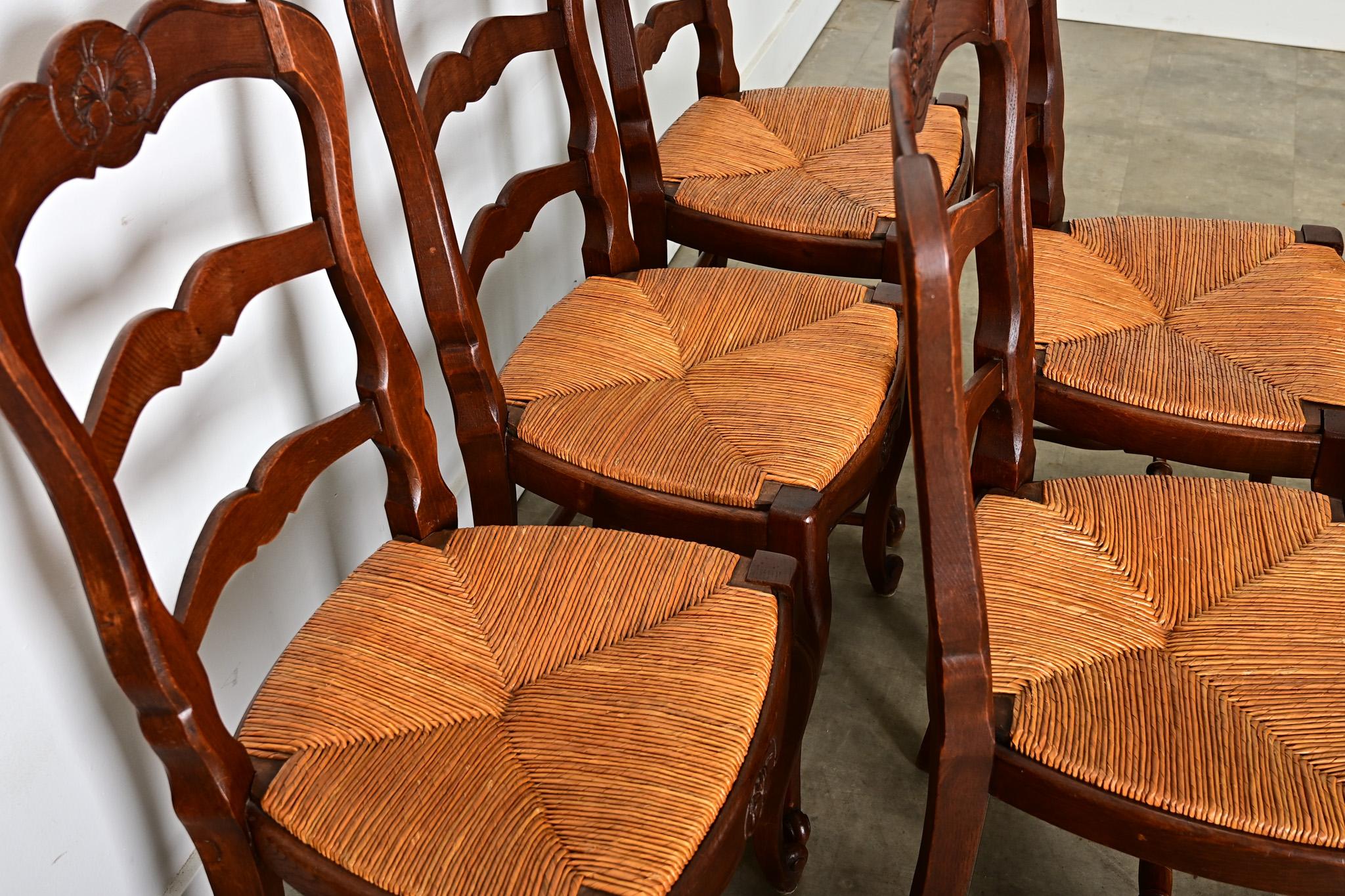 Juego Francés de Seis Sillas de Asiento Rústico Estilo Luis XV Rush en venta