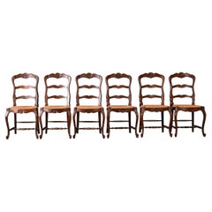 French Set of Six Louis XV Style Rush Seat Chairs