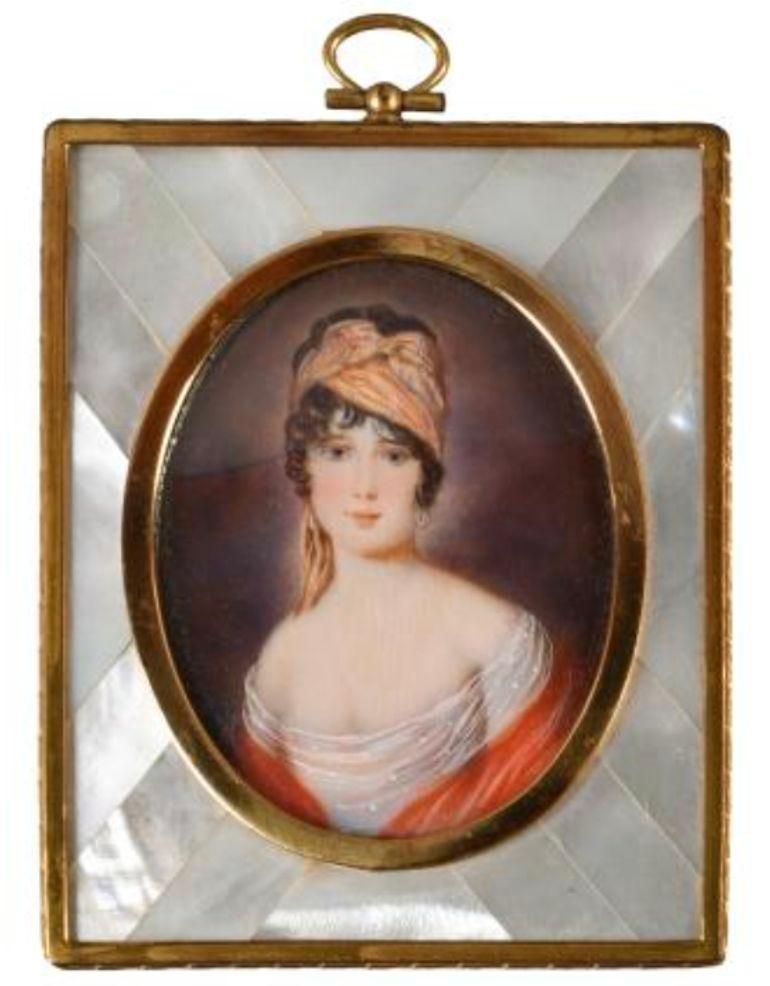 French Set of Six Mother of Pearl Miniature Portraits For Sale 5