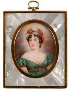 French Set of Six Mother of Pearl Miniature Portraits