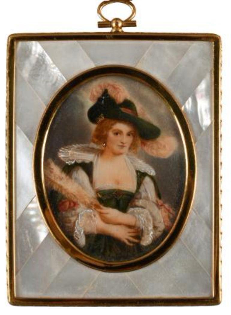 19th Century French Set of Six Mother of Pearl Miniature Portraits For Sale