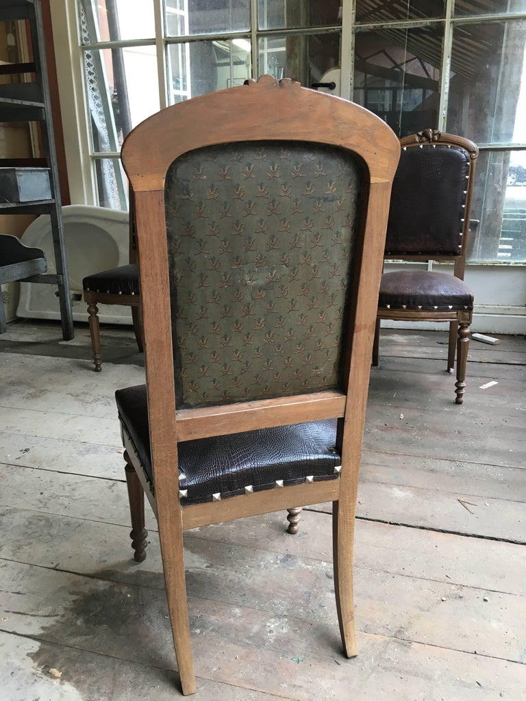 French Set of Six Oak Wood Dining Chairs from Late 19th Century For ...
