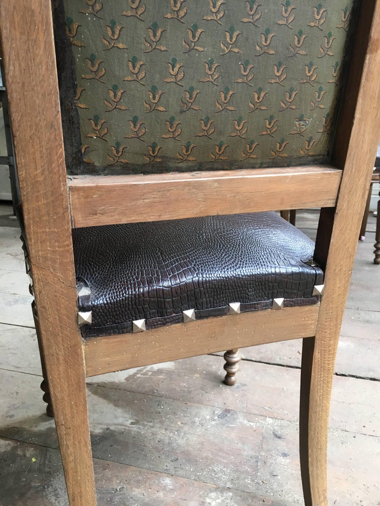 French Set of Six Oak Wood Dining Chairs from Late 19th Century For ...