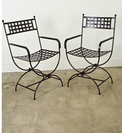 French Set of Six Powdercoated Garden Dining Chairs