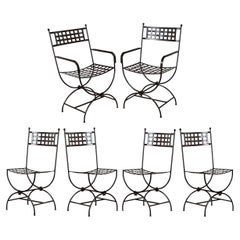 Set di sei sedie da pranzo da giardino verniciate a polvere francese