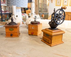 French Set of Three Manual Coffee Grinders for Grinding Coffee Beans