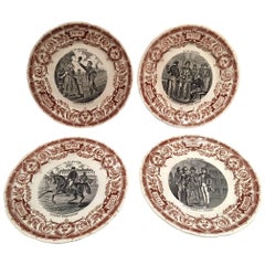 Set di dodici piatti da dessert francesi "Digoin & Sarreguemines", XIX secolo