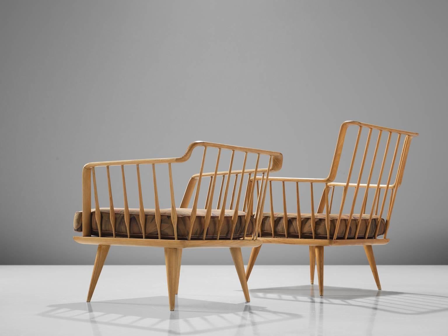 Mid-Century Modern French Set of Two Sculptural Lounge Chairs