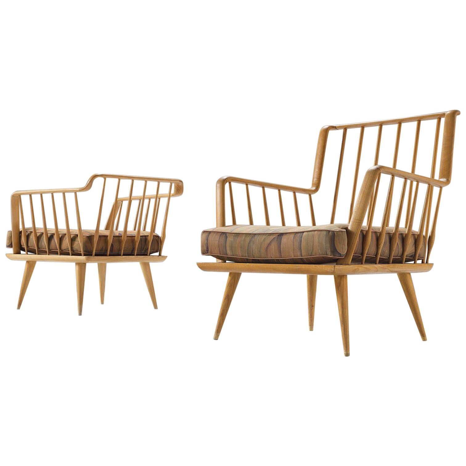 French Set of Two Sculptural Lounge Chairs