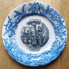 French Set "Talking Plates", Signed Hippolyte Boulenger Choisy-le-Ro