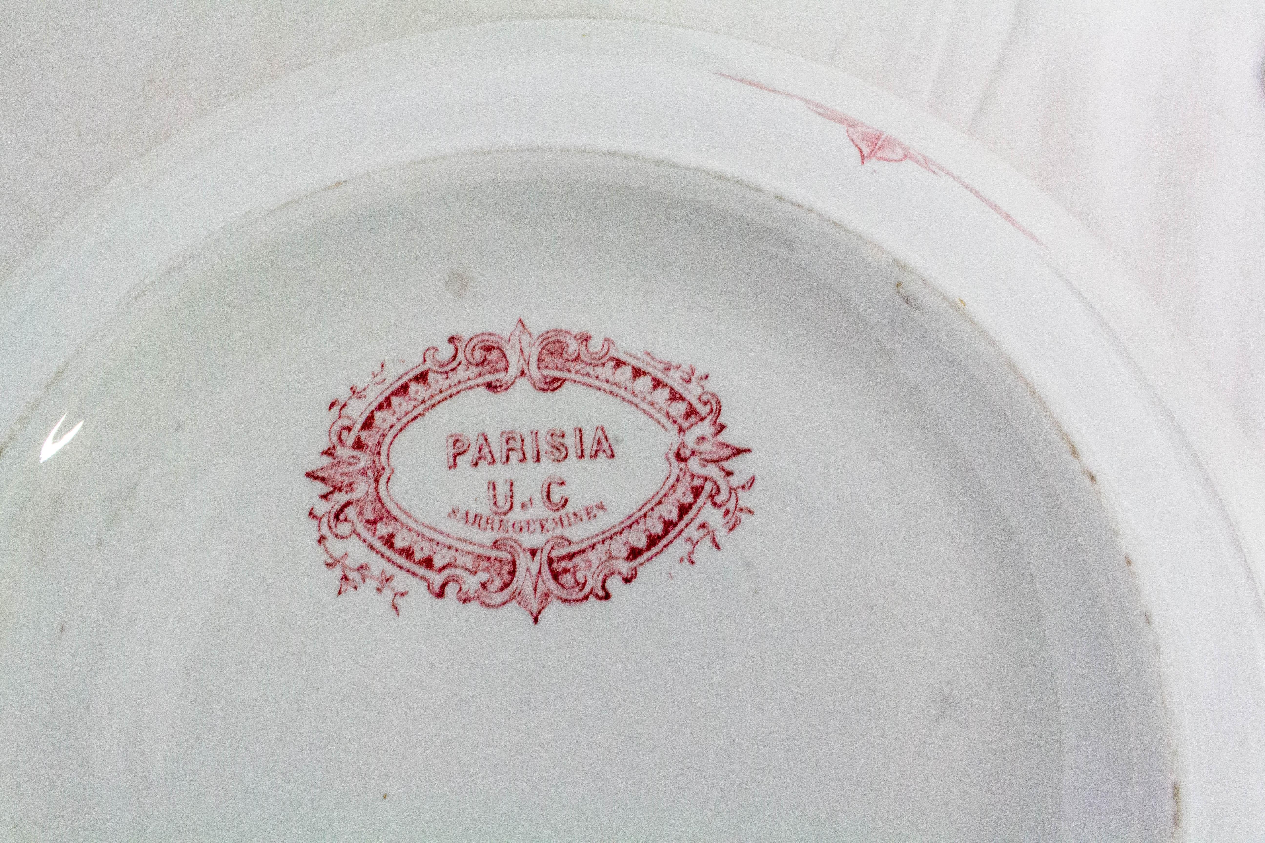 French Set Wash Bowl Pitcher and Soap Dish Sarreguemines Parisia Model 4