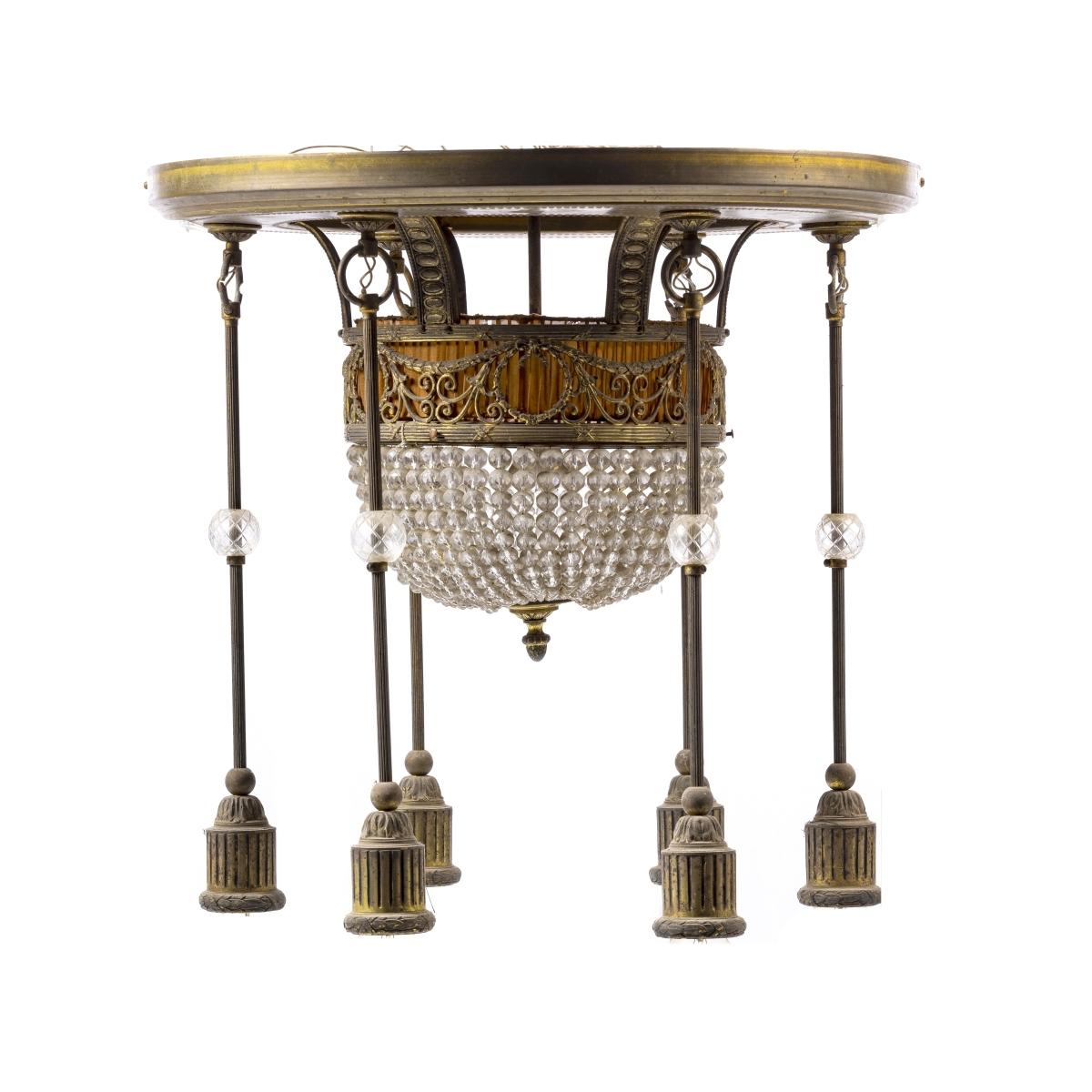 French, Seven Light Ceiling Lamp 19th Century  In Good Condition For Sale In Madrid, ES